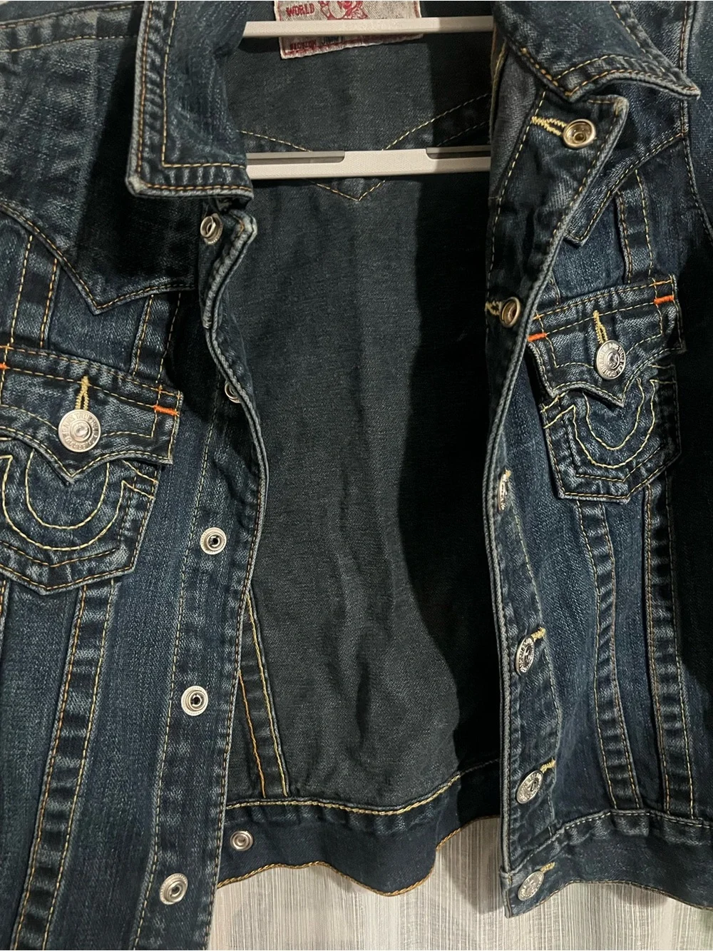 True Religion Kids Dark Blue Denim Jacket with Signature Stitching